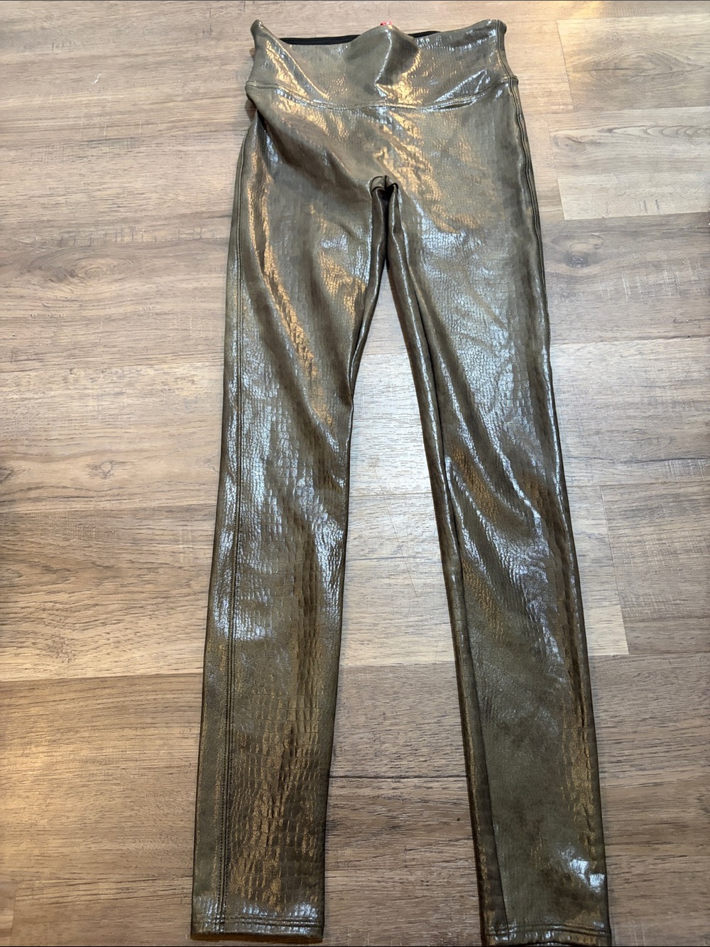 SPANX Faux Leather Croc Shine Leggings Metallic Skinny